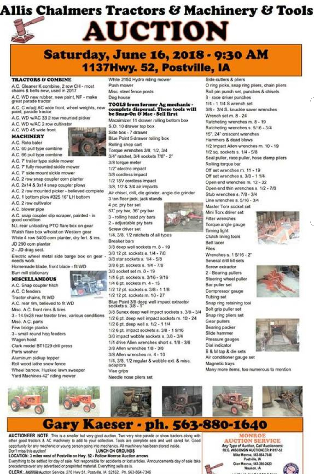 AC auction postville Iowa AllisChalmers Forum