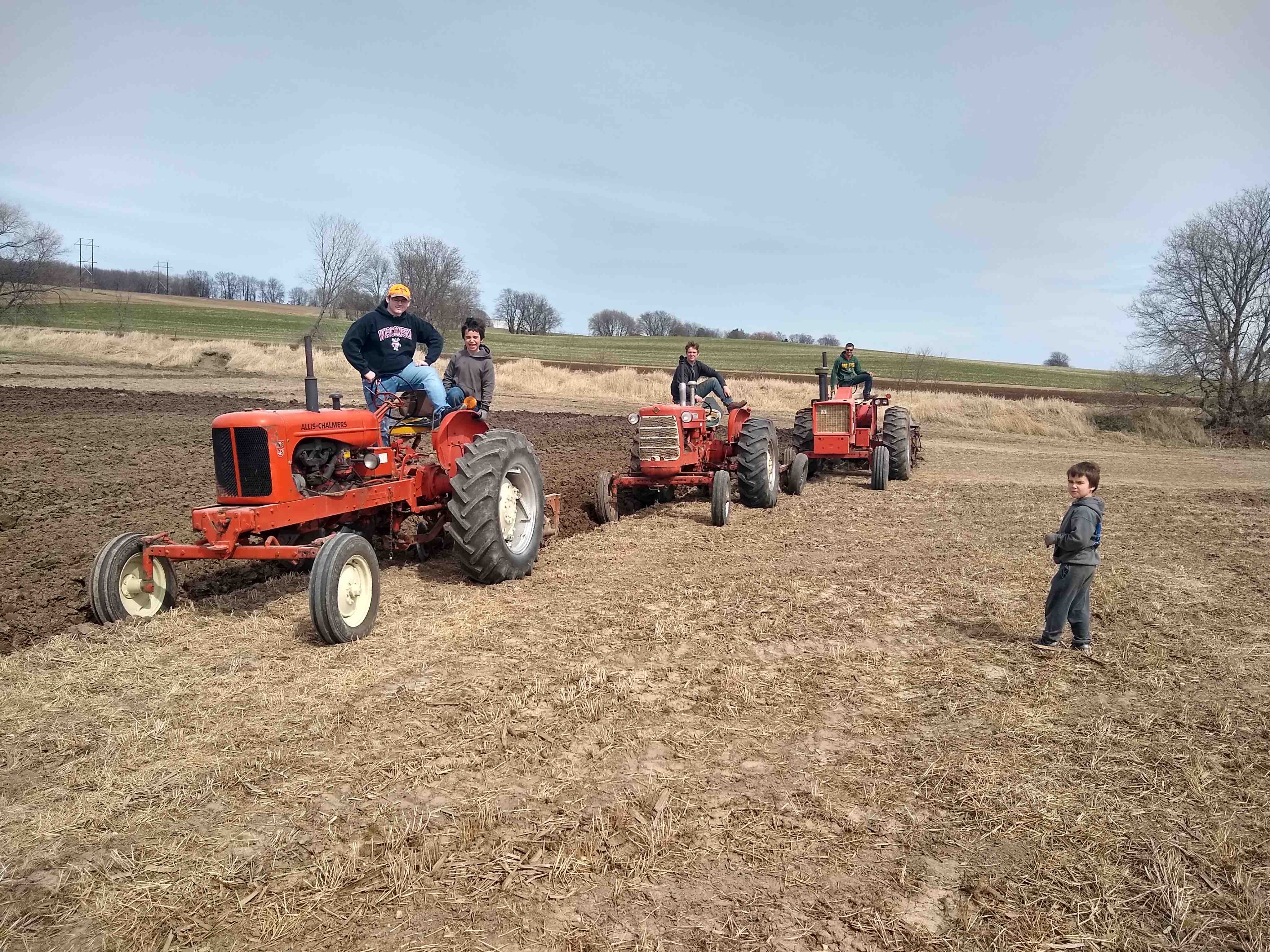My 5 grandsons doing a &quot;social distancing&quot; plow day April 2020